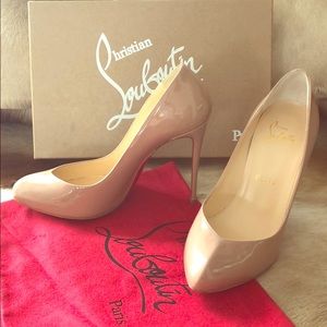 NIB Christian Louboutin Breche Patent Nude Size 37